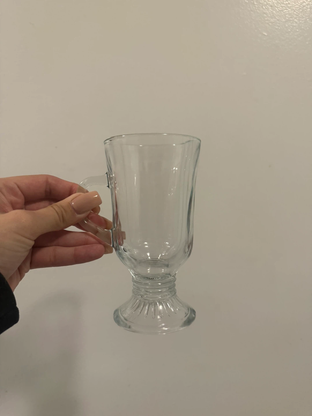 Set of 2 Clear Glass Footed Mugs