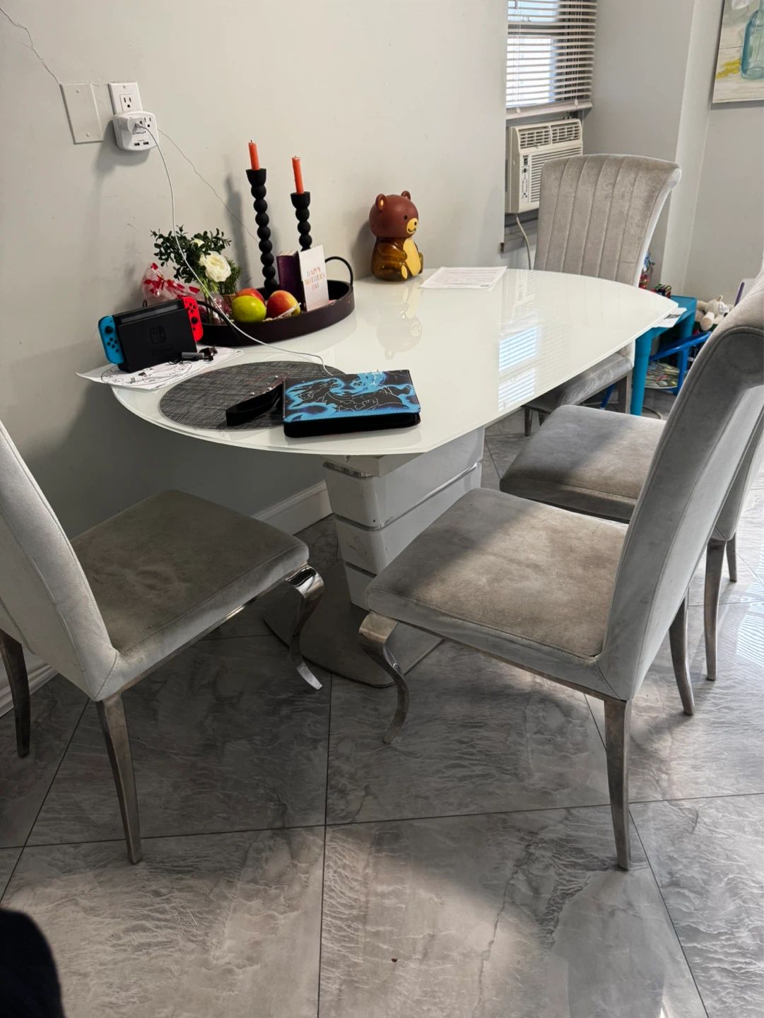 4 Velvet Dining Char’s - Grey