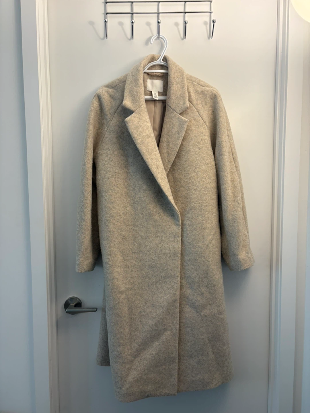 H&M Wool Blend Coat - Beige, Size M