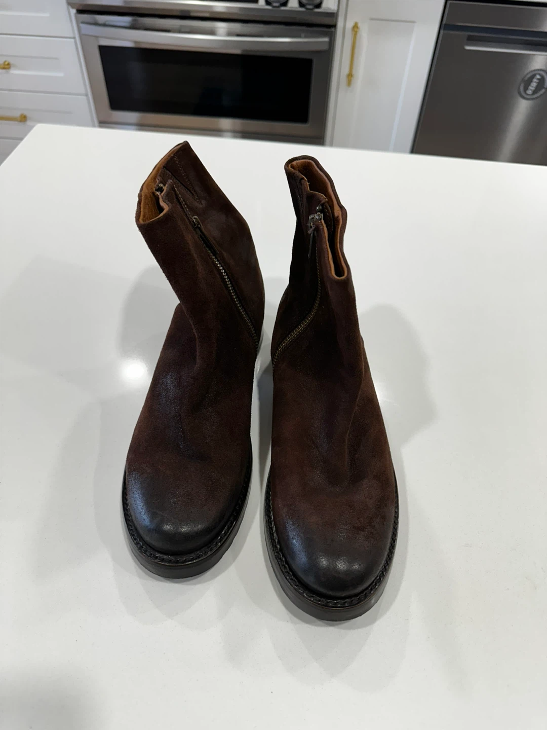 FRYE Brown Suede Zip Ankle Boots - Women's Size 7.5