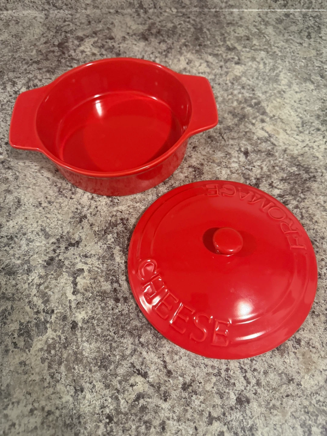 Red Ceramic Brie Baker with Lid - photo 2