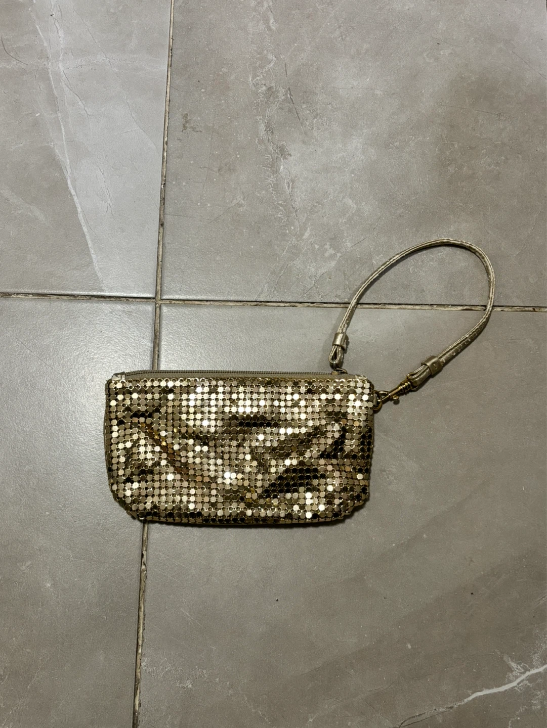 Gold Mesh Clutch Purse with Chain Strap