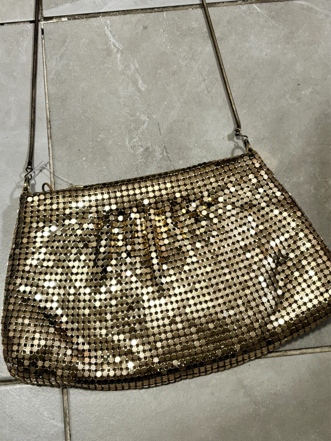 Gold Mesh Clutch Purse with Chain Strap - photo 5