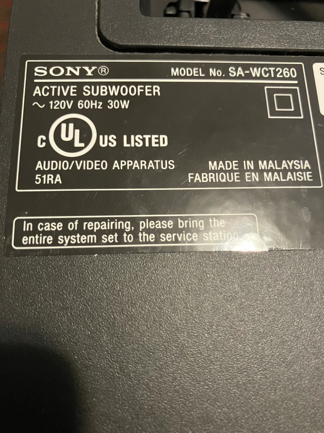 Sony soundbar with subwoofer HTCT260 - photo 3