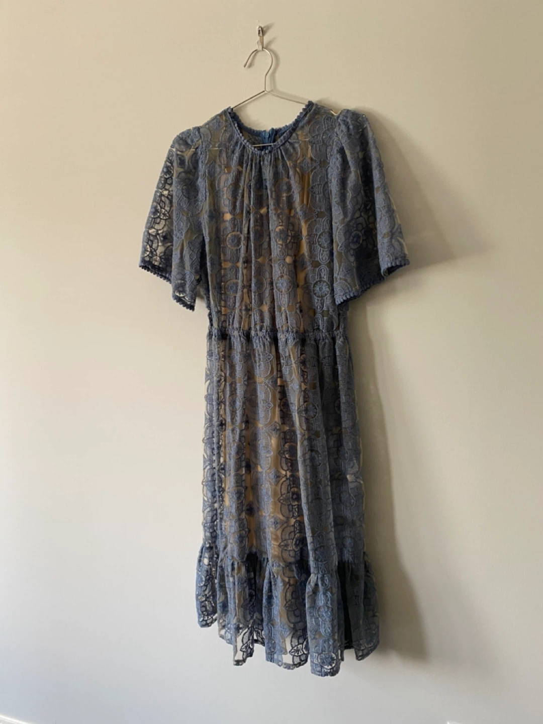 Blue Lace Midi Dress