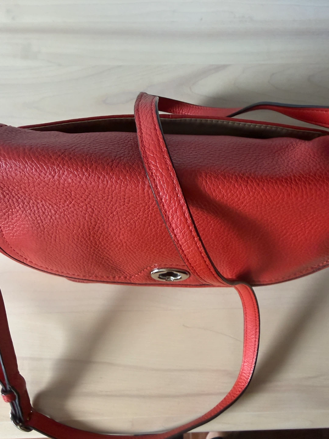 Red Leather Coach Crossbody Bag CHAIN not included - photo 5