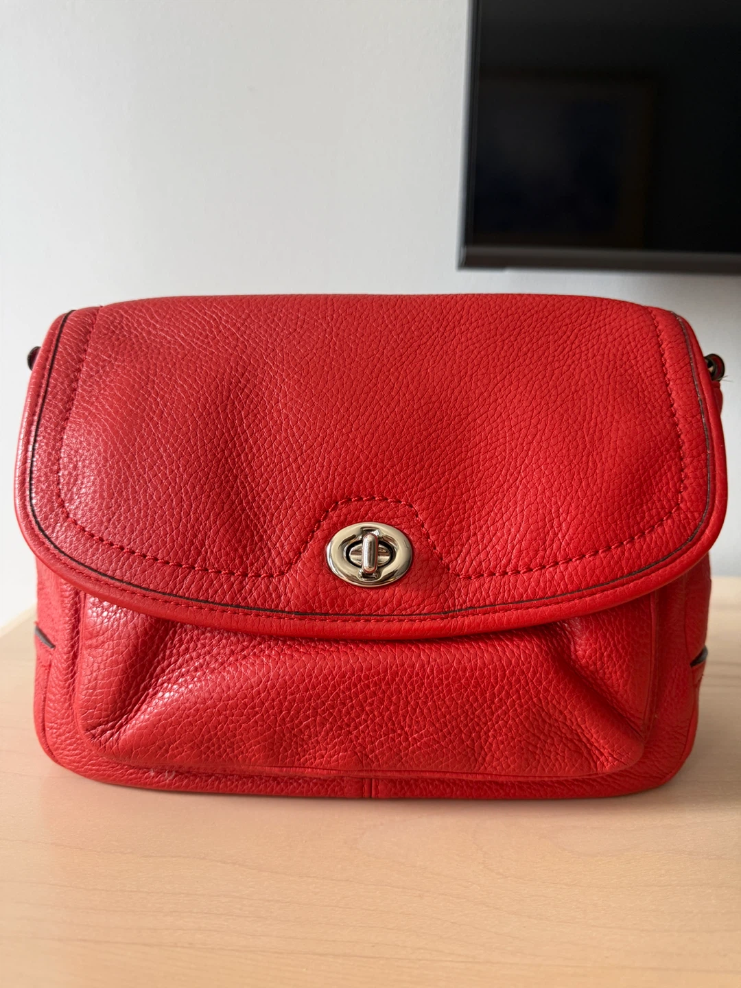 Red Leather Coach Crossbody Bag CHAIN not included
