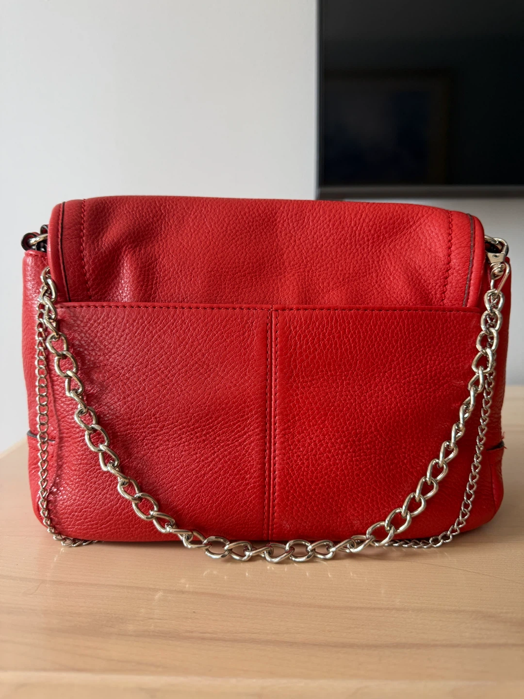 Red Leather Coach Crossbody Bag CHAIN not included - photo 3