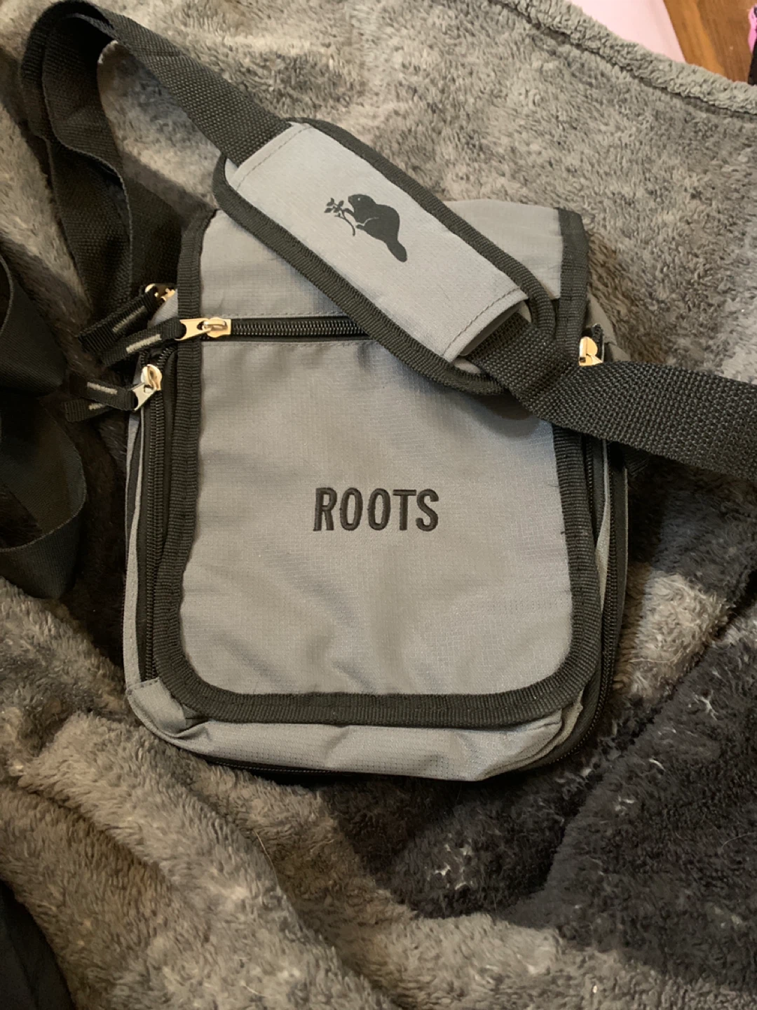 Roots Grey Crossbody Utility Bag