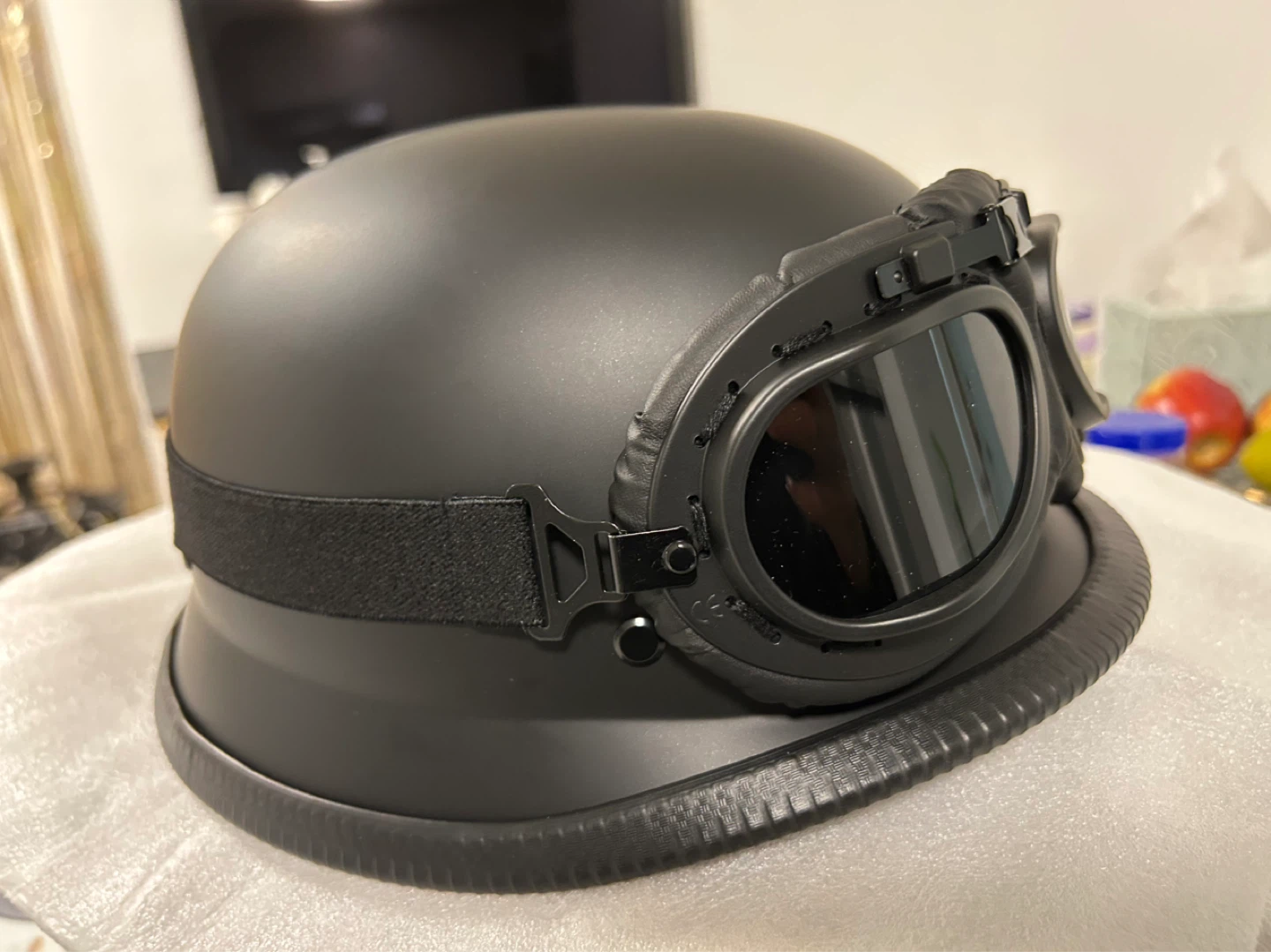 DOT Certified Matte Black Motorcycle Helmet with Goggles