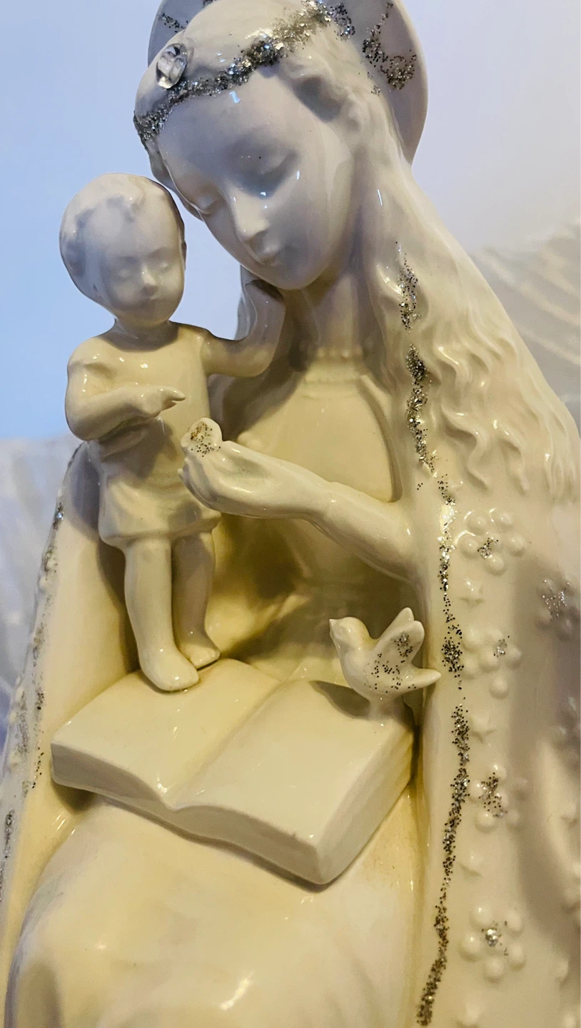 Ceramic Mother and Child Figurine with Book - photo 3