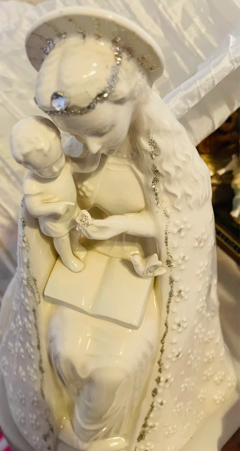 Ceramic Mother and Child Figurine with Book - photo 2