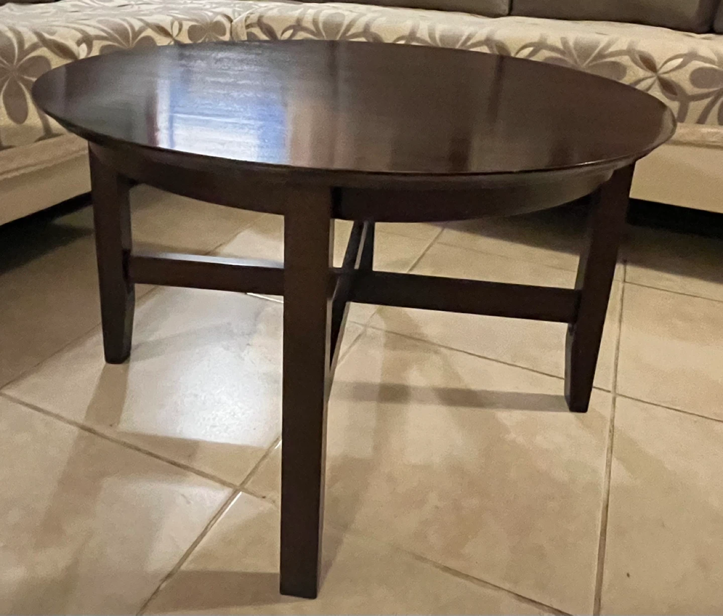 Dark Wood Round Coffee Table