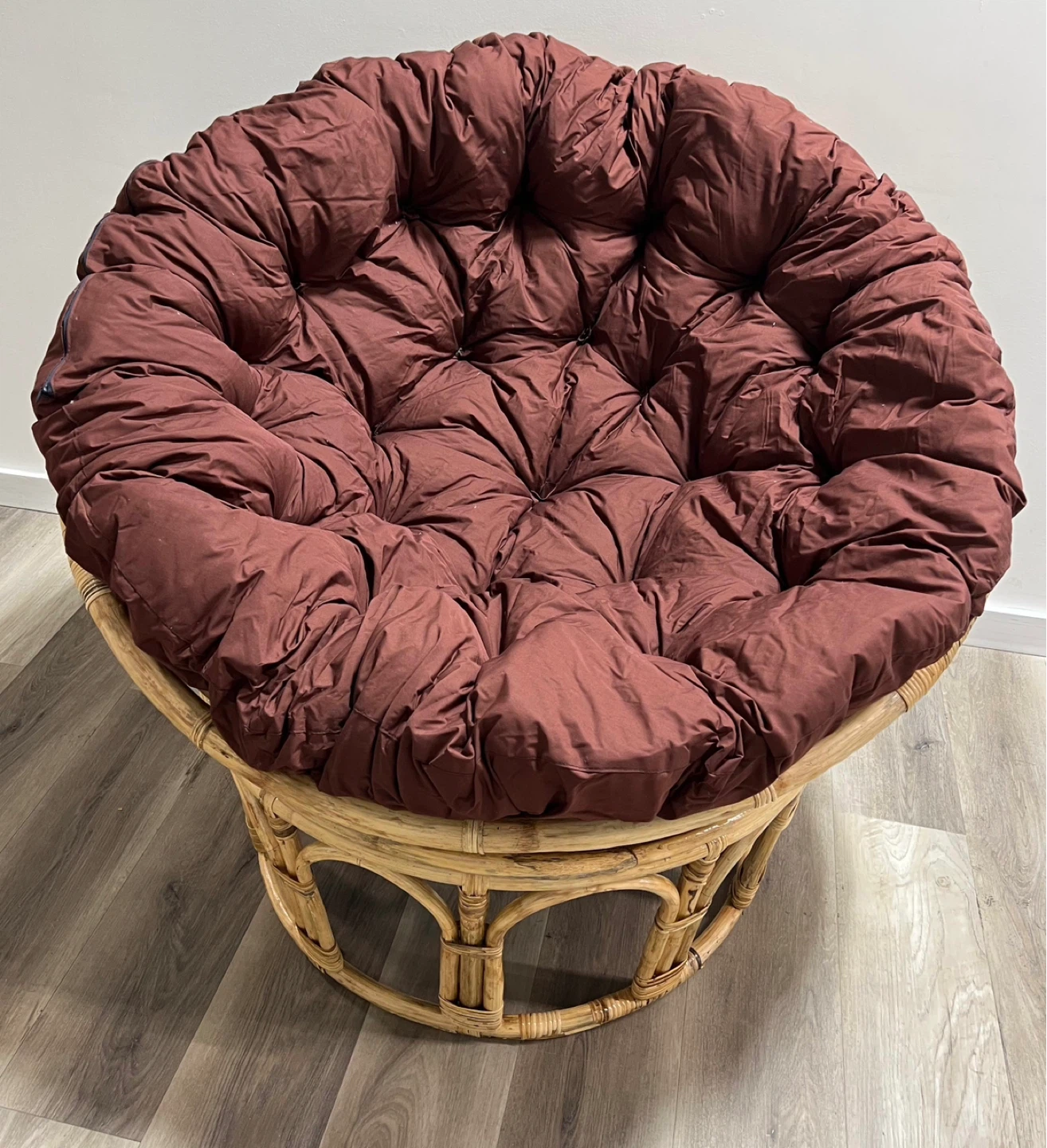 Rattan Papasan Chair with Cushions