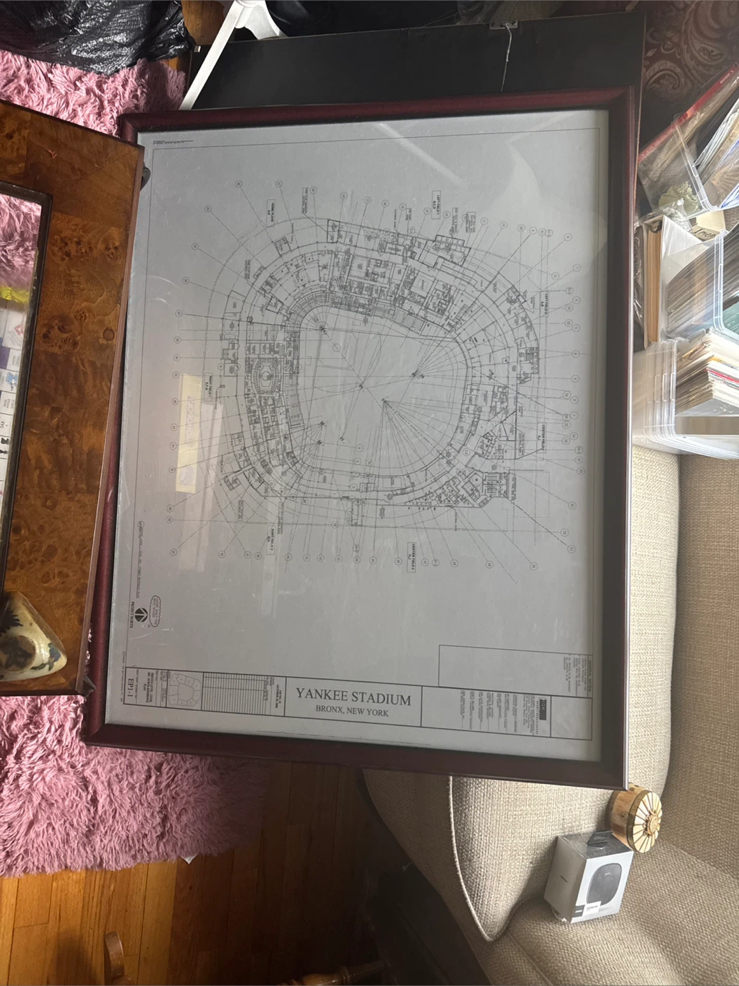 Yankee Stadium original architectural  Plan Blueprint