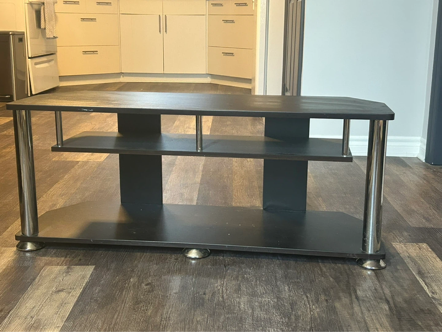 Dark Wood Gaming Stand with Shelves