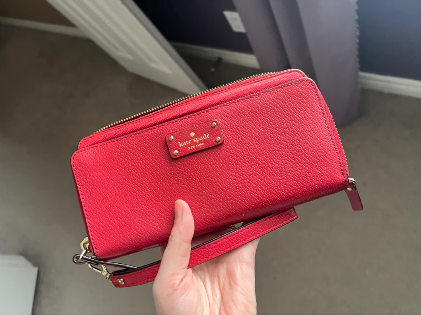 Kate Spade Red Leather Wristlet Wallet