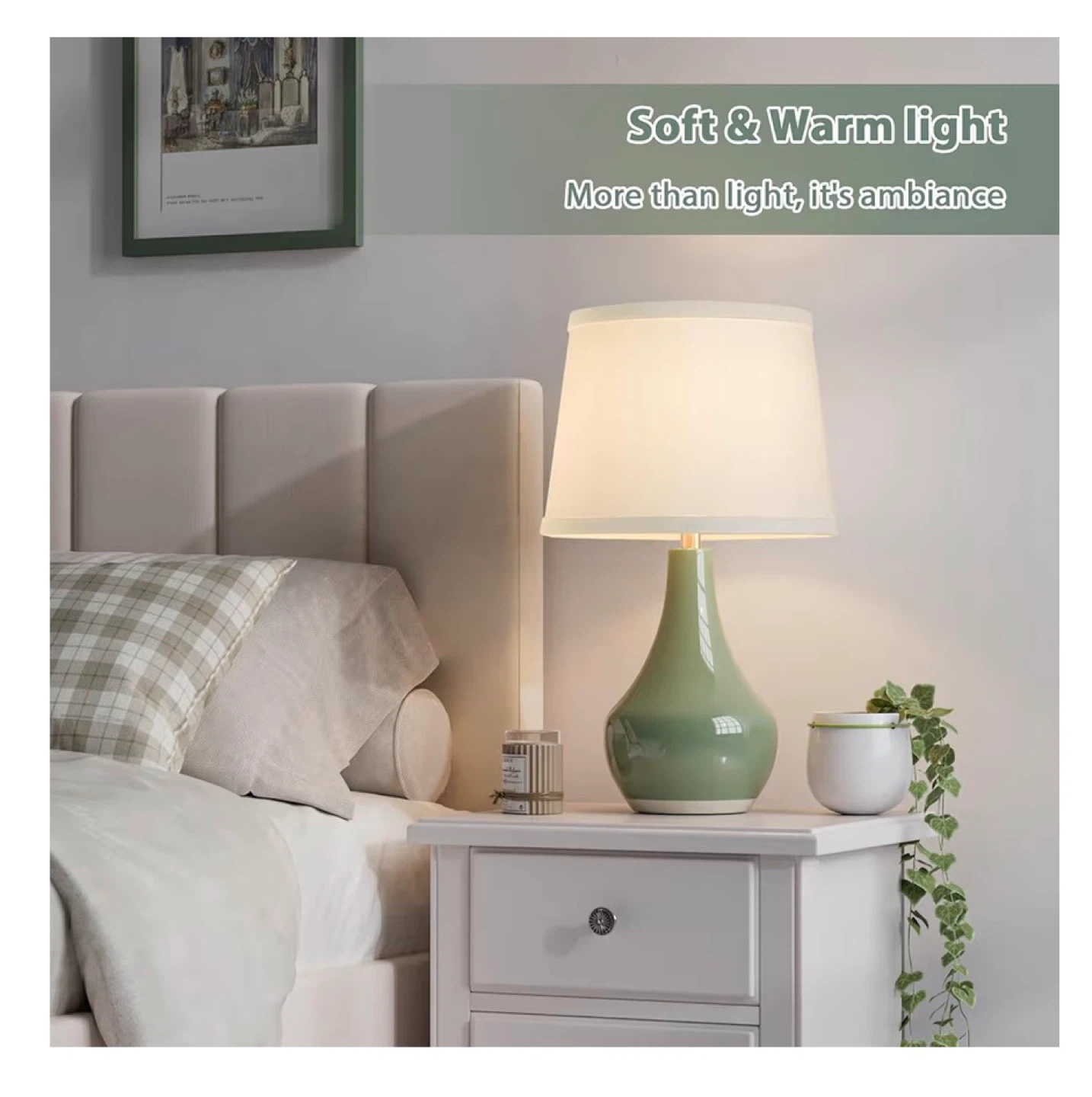 Sage Green Ceramic Table Lamps Set of 2 T97 - photo 5