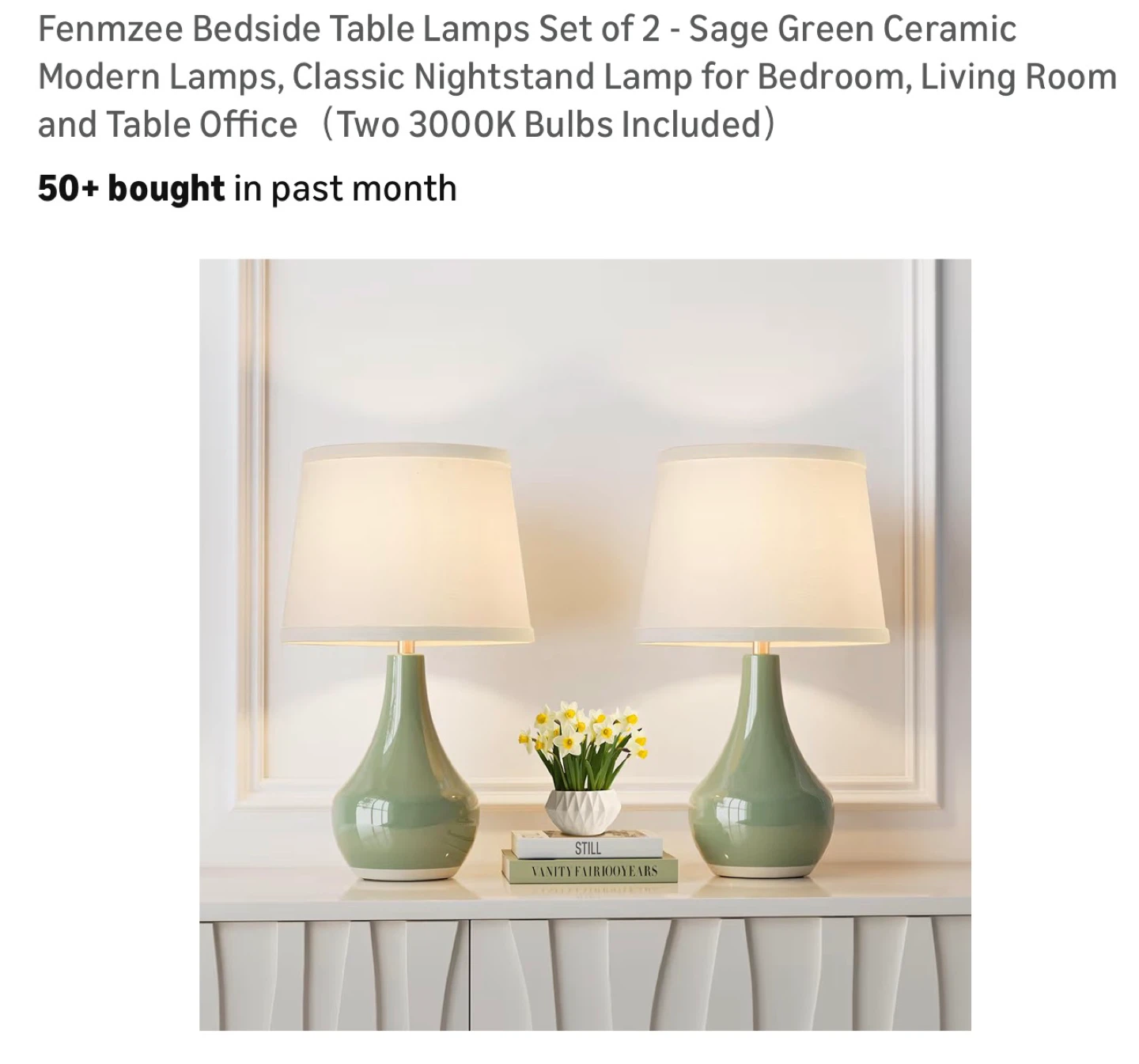 Sage Green Ceramic Table Lamps Set of 2 T97