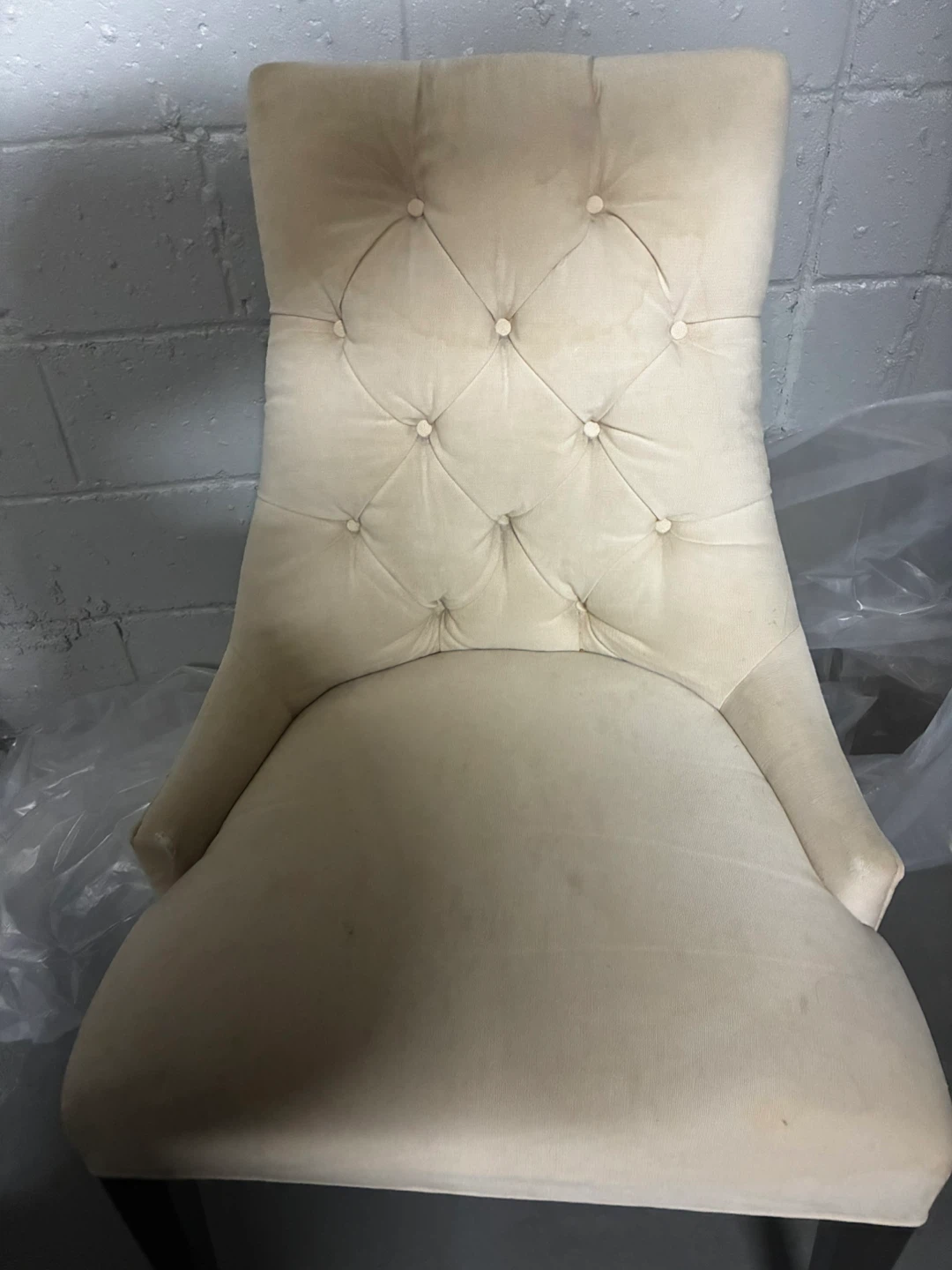 Cream Tufted Accent Chair with Nailhead Trim