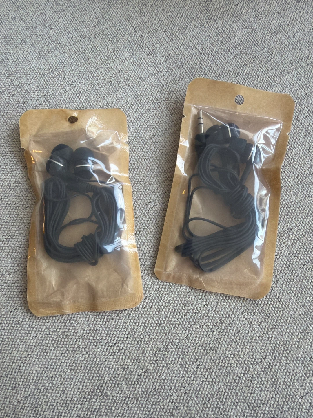 2 x Black Wired Earphones with Mic