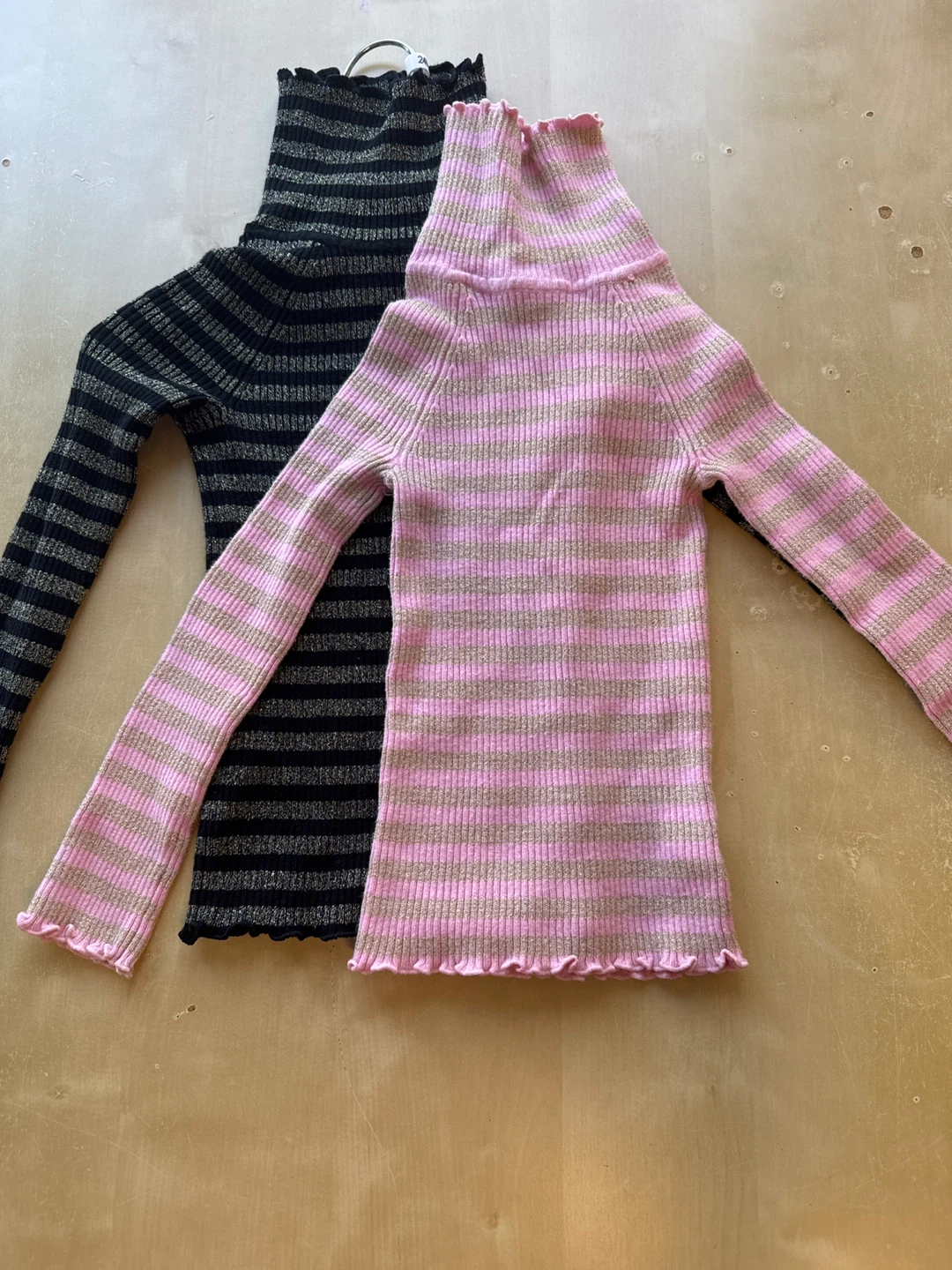 Black and Gold Striped Turtleneck Sweater