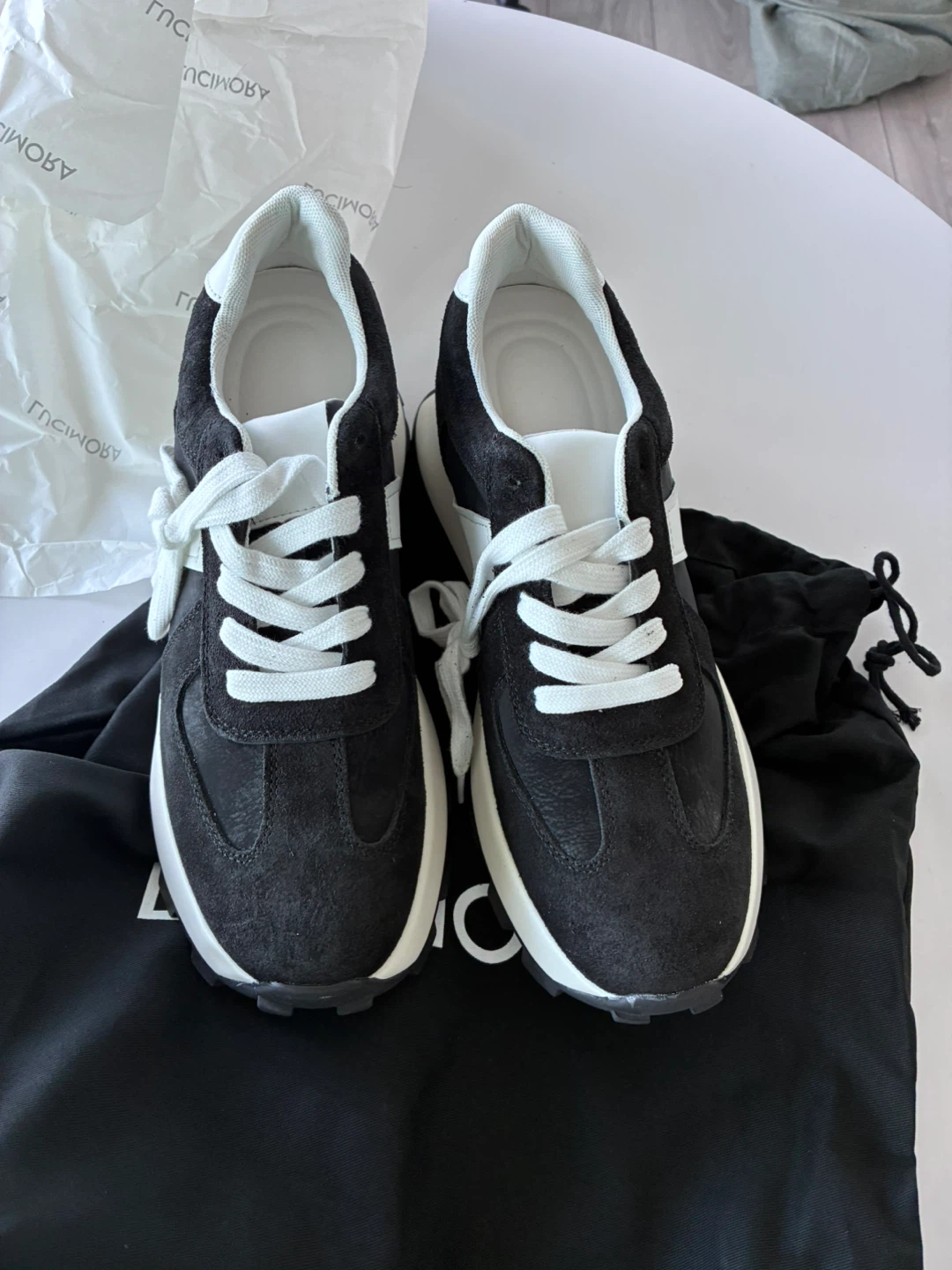 New Lucimora Black and White Suede Sneakers - photo 2