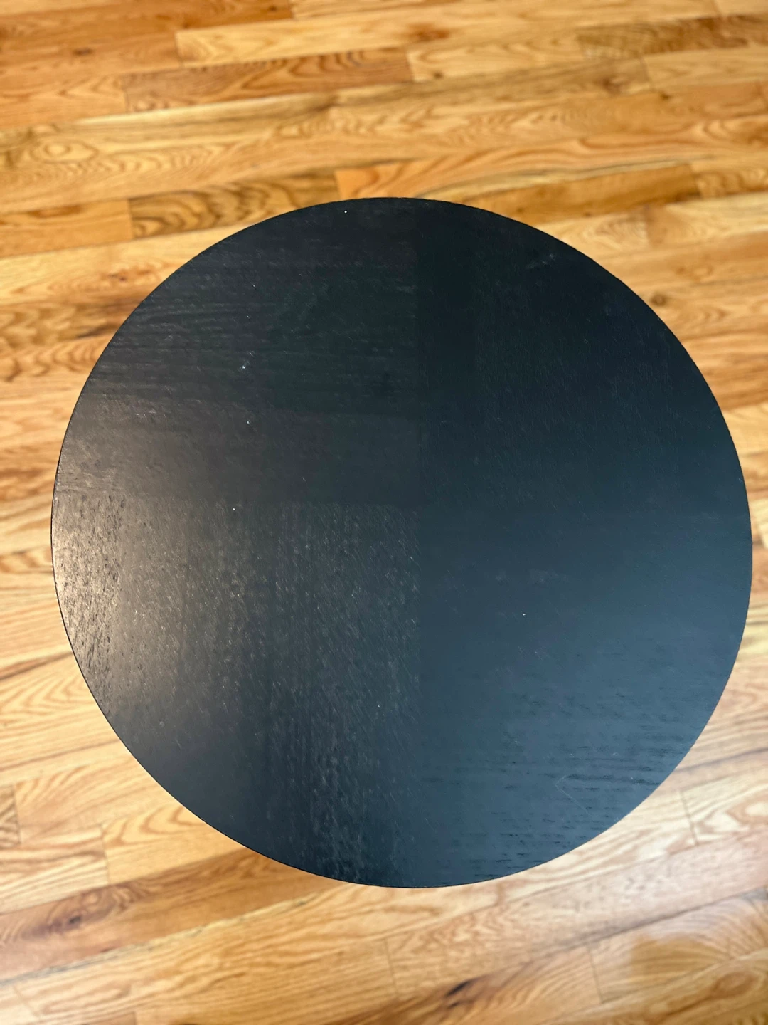 Black Round Side Table with Shelf