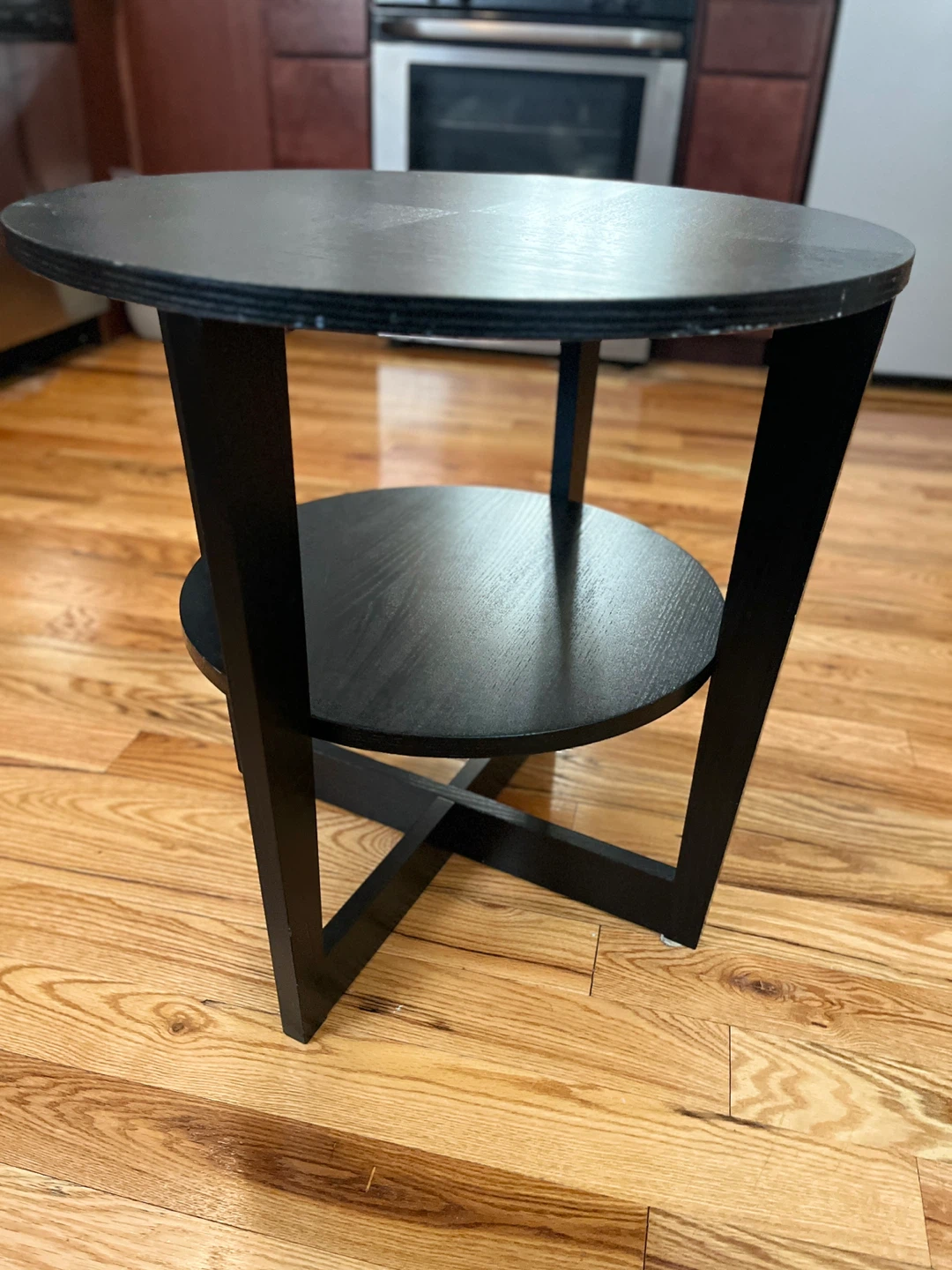 Black Round Side Table with Shelf - photo 3