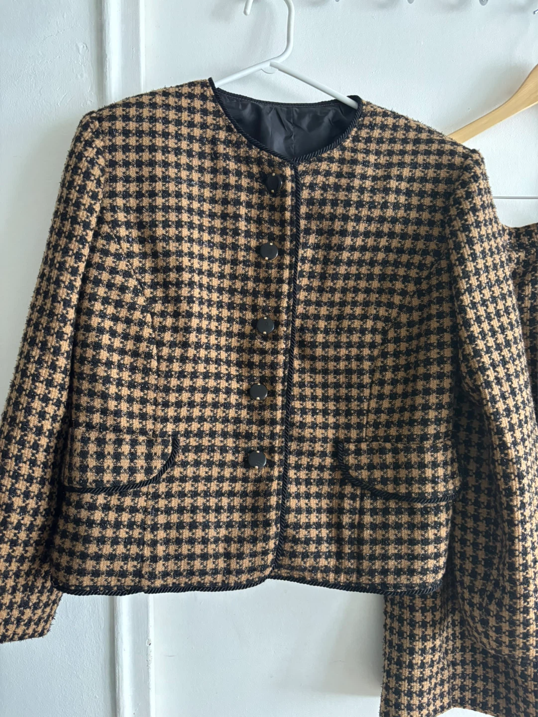 Brown and Black Houndstooth Jacket and Skirt Set - photo 2