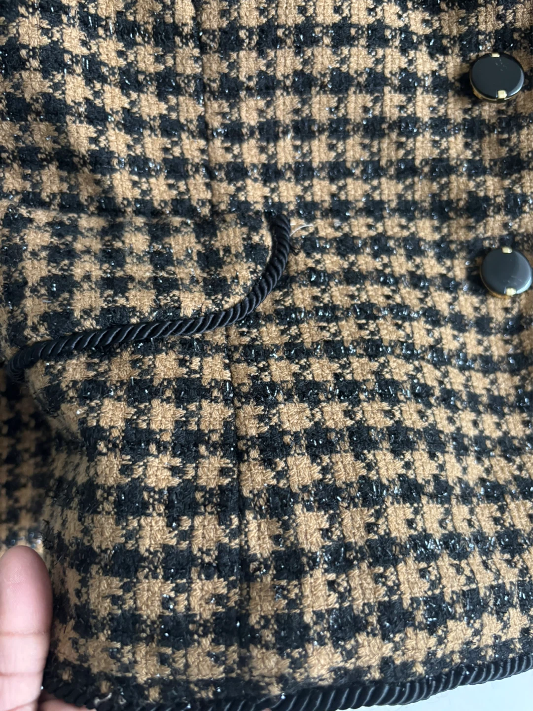 Brown and Black Houndstooth Jacket and Skirt Set - photo 3