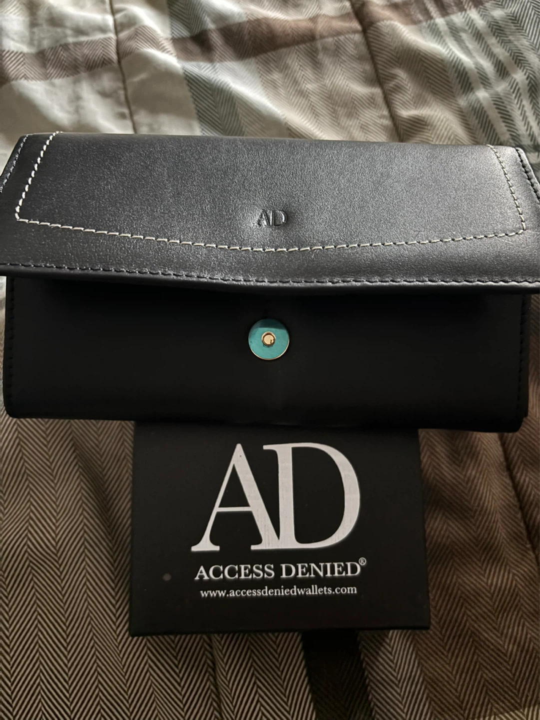 Access Denied Black Leather Clutch - Giftable in box Wallet