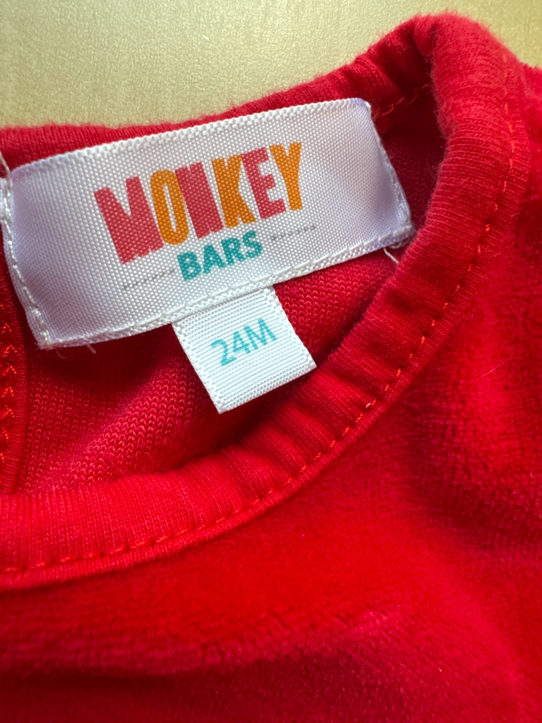 Monkey Bars Red Velour Top & Black Bow Leggings Set - 24 Months - photo 2