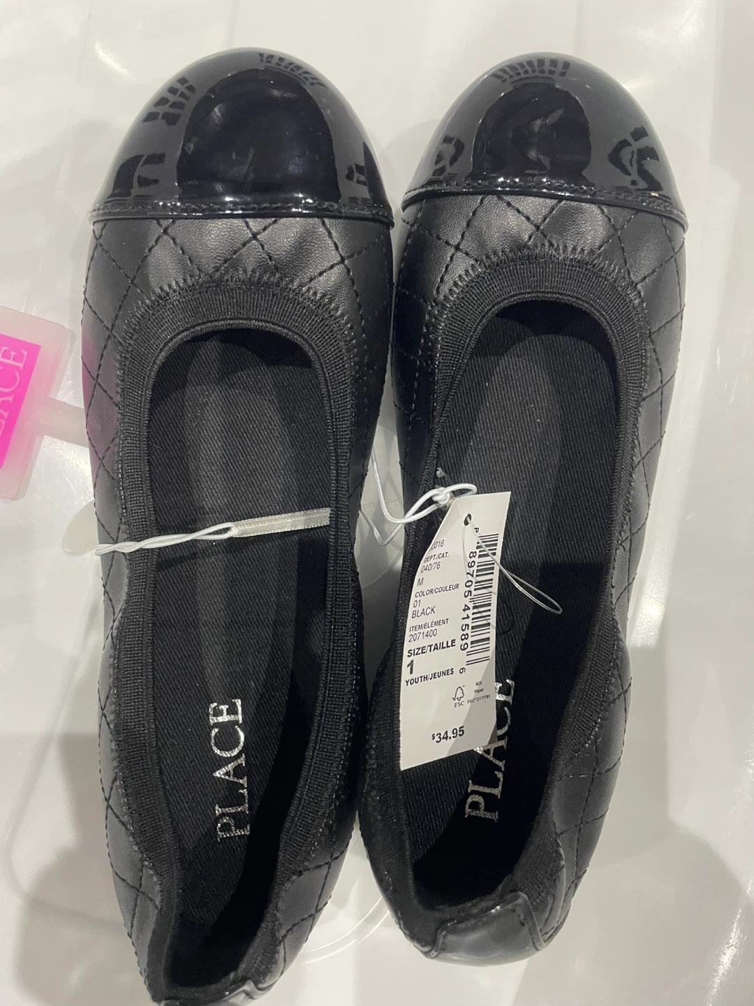 The Children's Place Black Quilted Ballet Flats Youth Size 1 - photo 4
