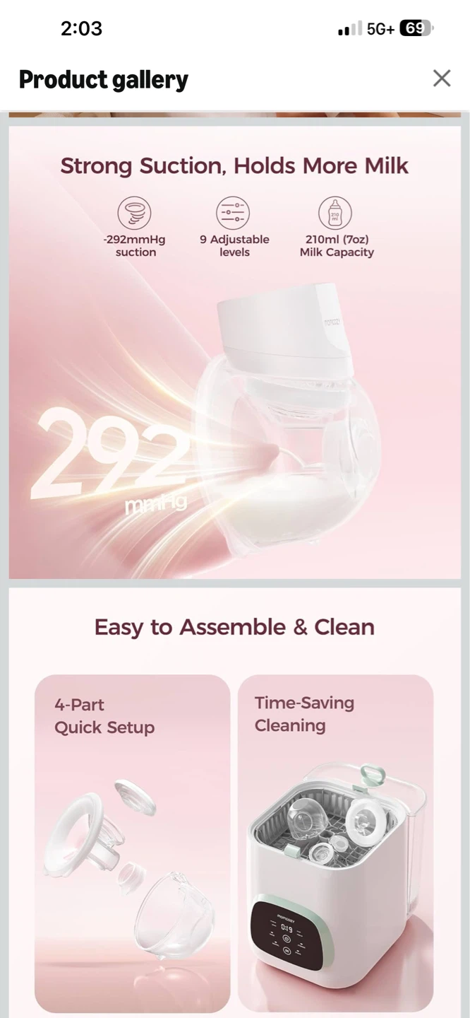 Momcozy S12 Pro QUICK Wearable Breast Pump - White, 2 Count - photo 4