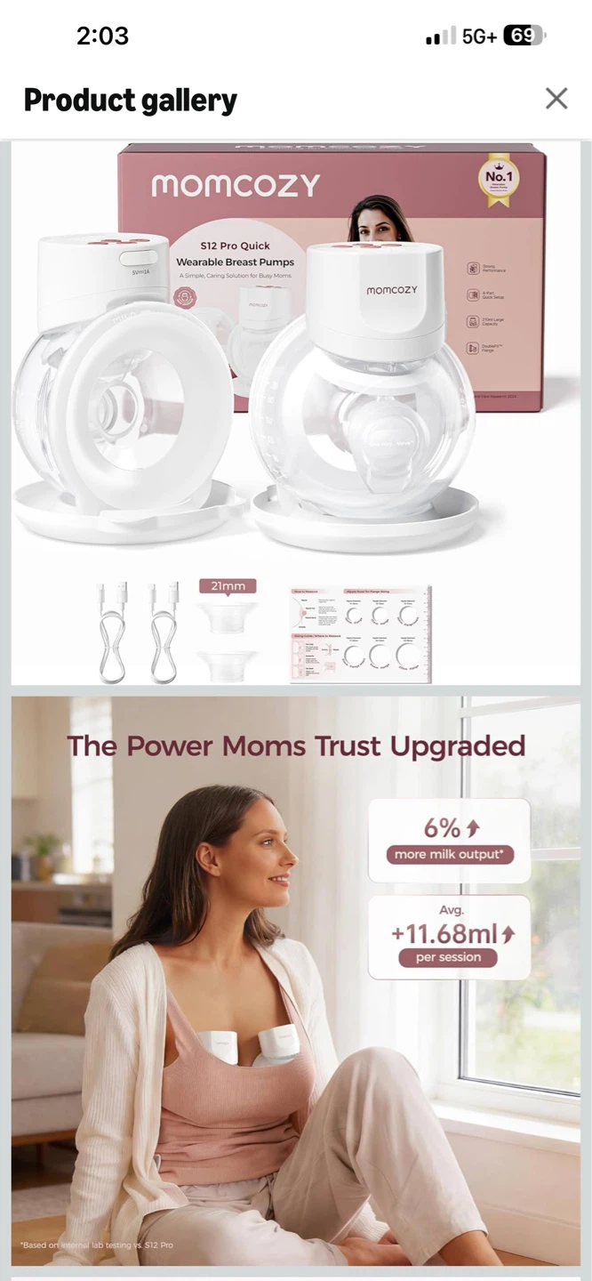 Momcozy S12 Pro QUICK Wearable Breast Pump - White, 2 Count - photo 3