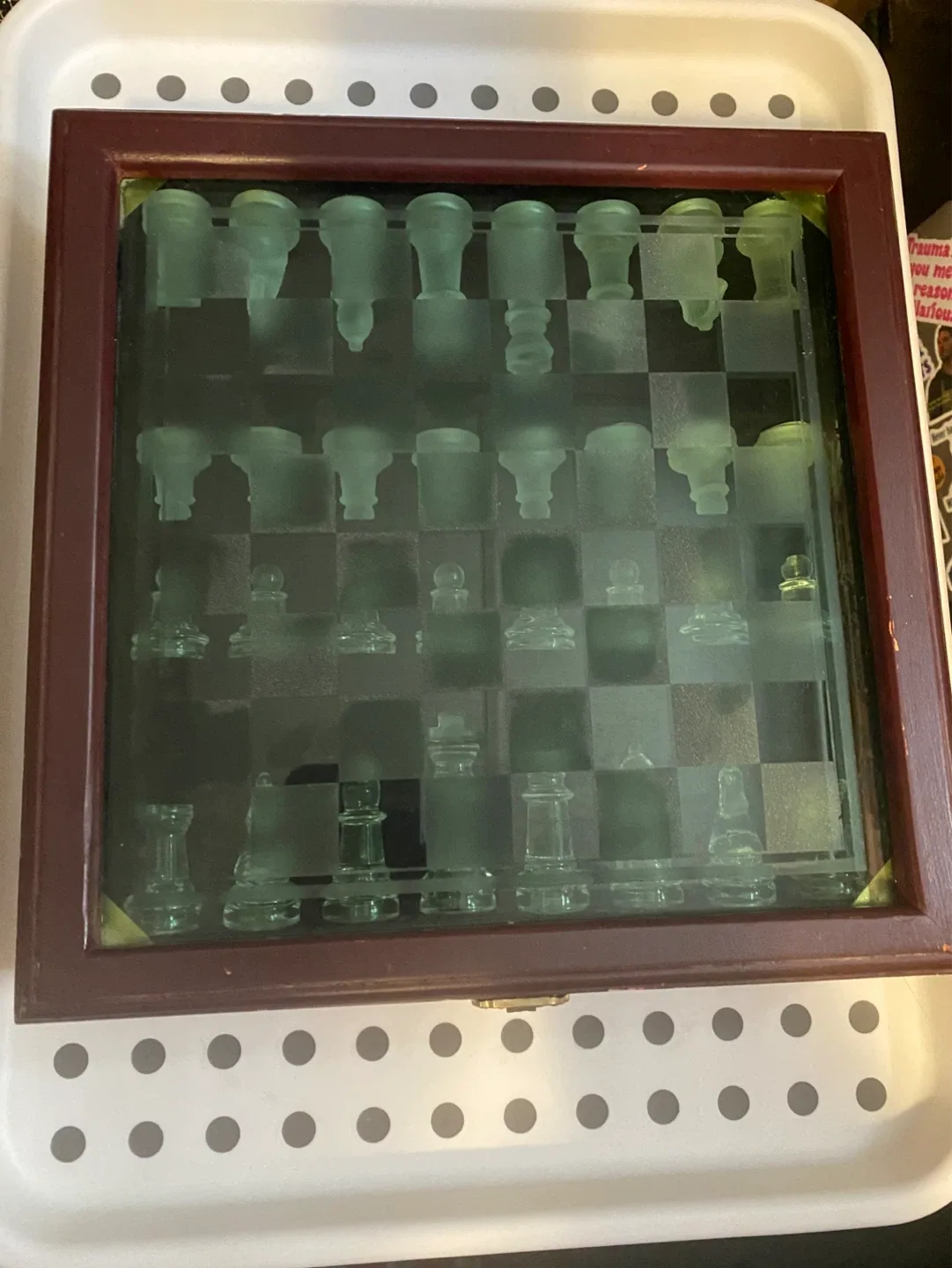 Glass Chess Set with Wooden Box - photo 2