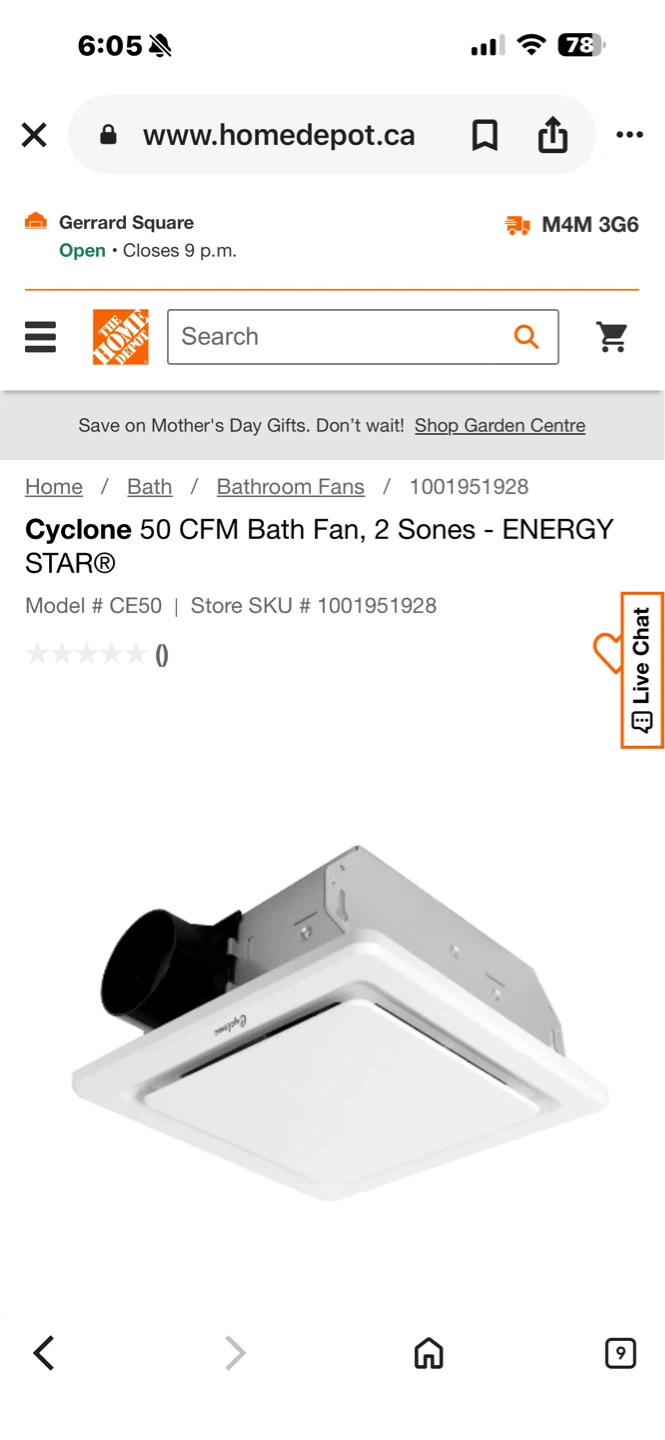 Cyclone 50 CFM Bath Fan