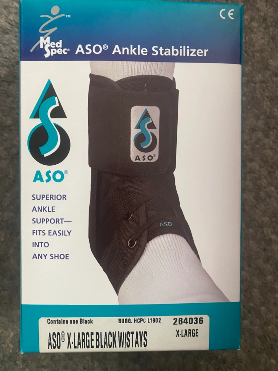 MedSpec ASO Ankle Stabilizing Orthosis X-Large Black w/ Stays