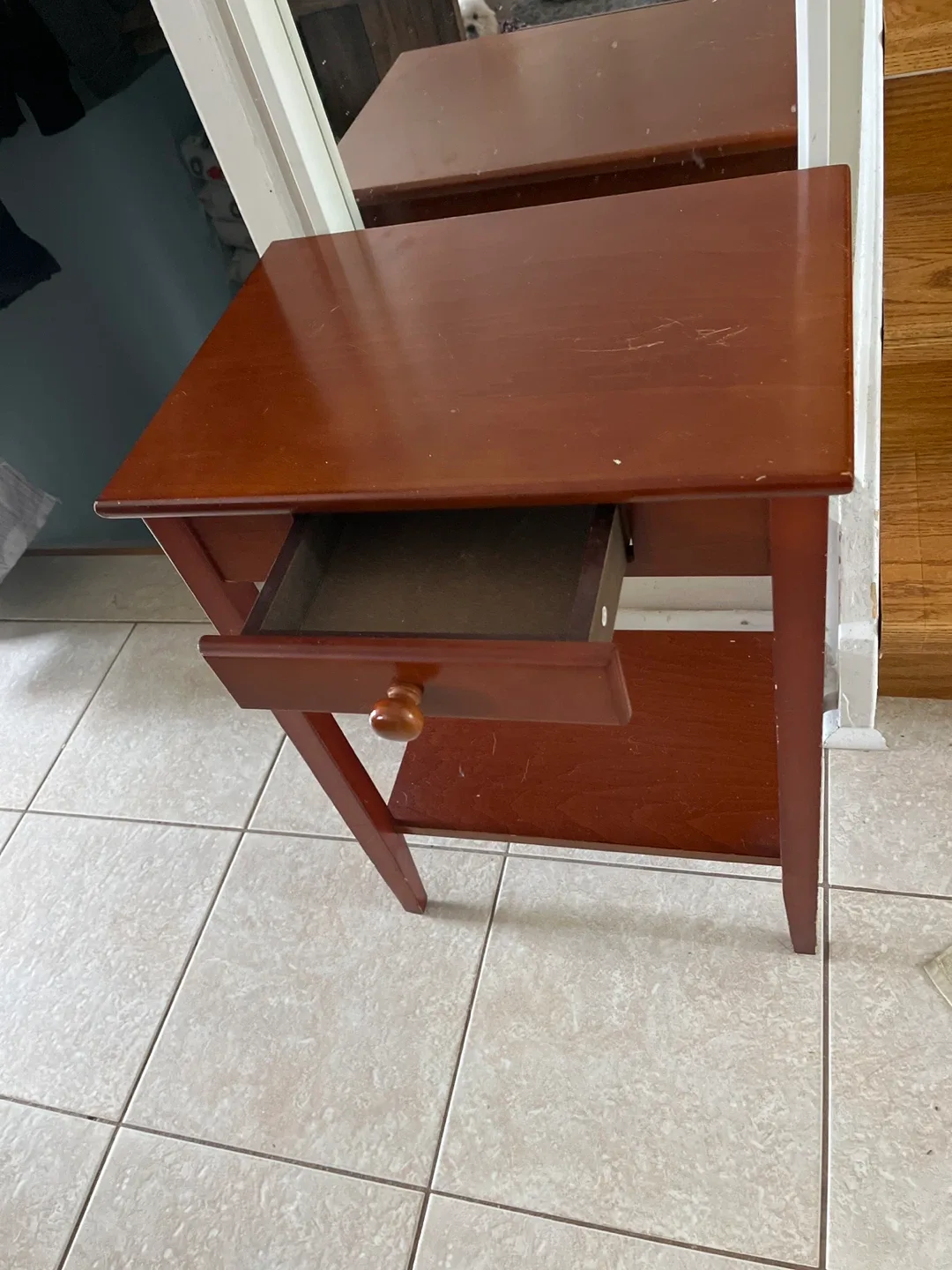 Wooden End Table with Drawer - photo 2