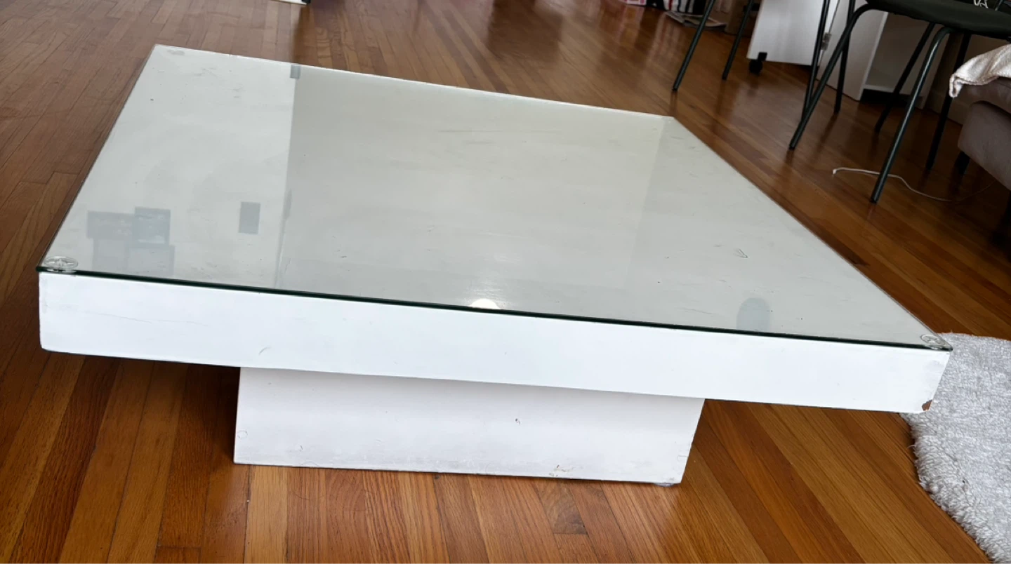 White Coffee Table with Glass Top