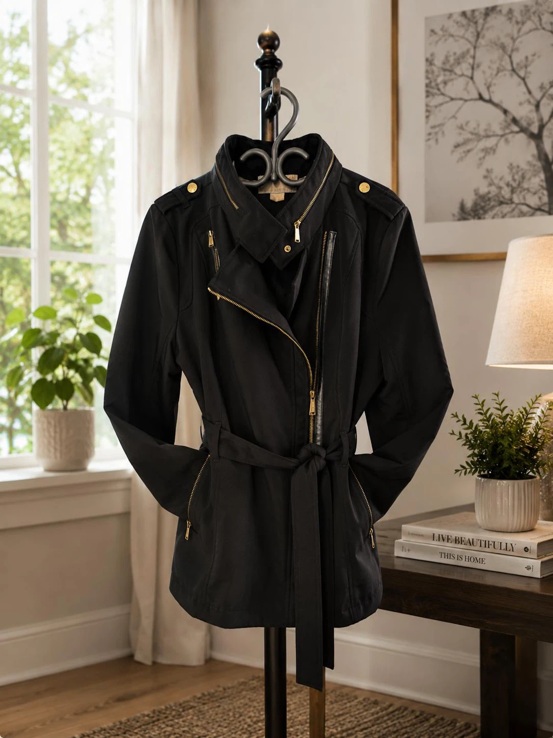 Michael Kors Black Asymmetrical Moto Jacket XL