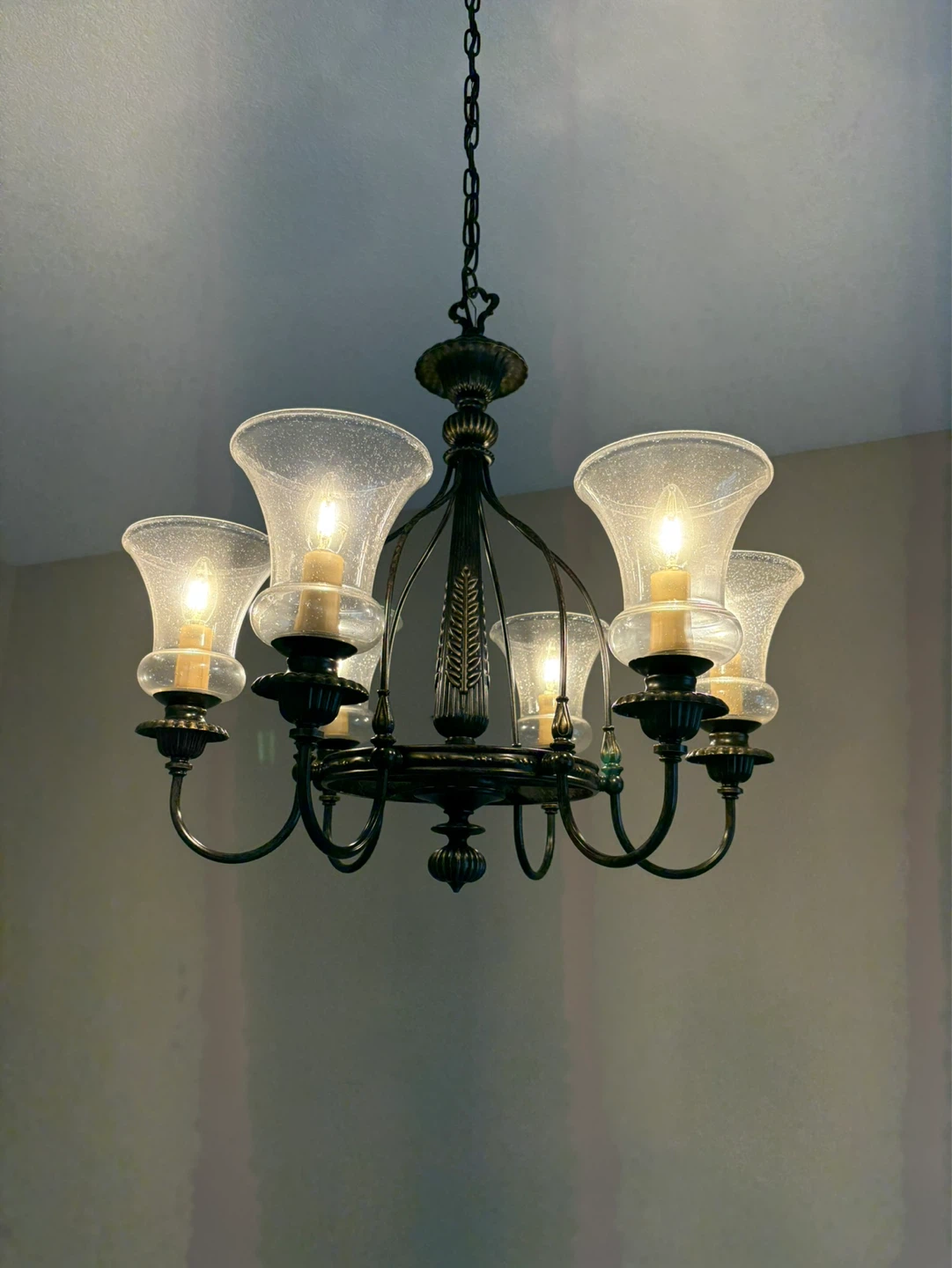 Antique Style 5-Light Chandelier with Glass Shades - photo 3