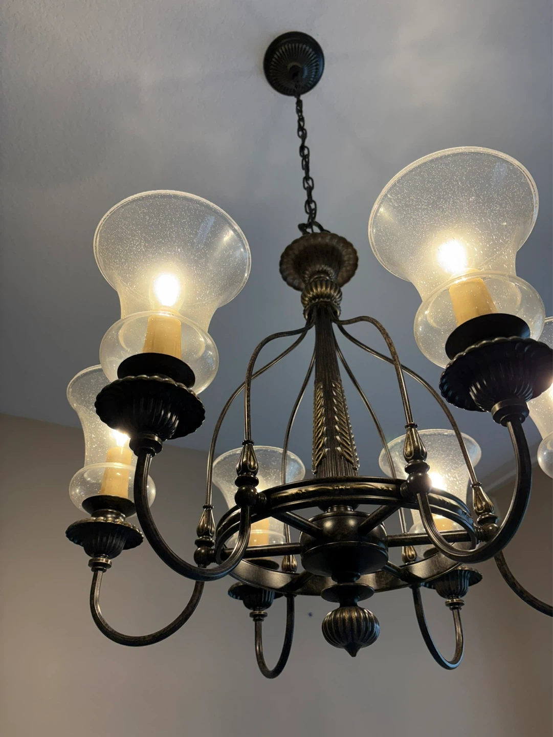 Antique Style 5-Light Chandelier with Glass Shades