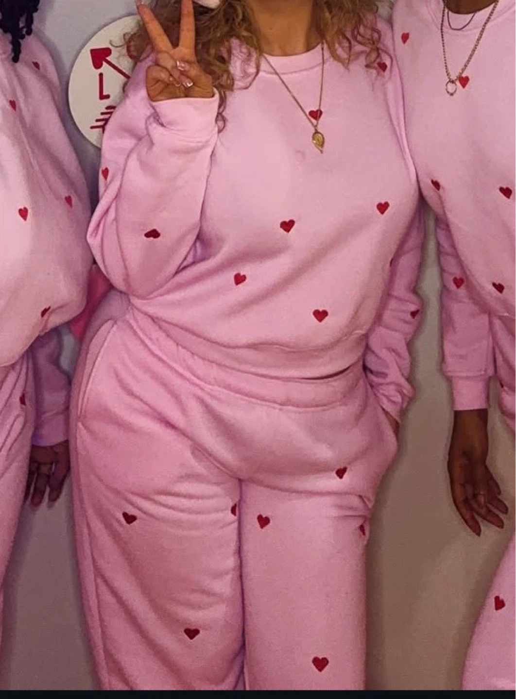 Pink 2 piece with Red Hearts