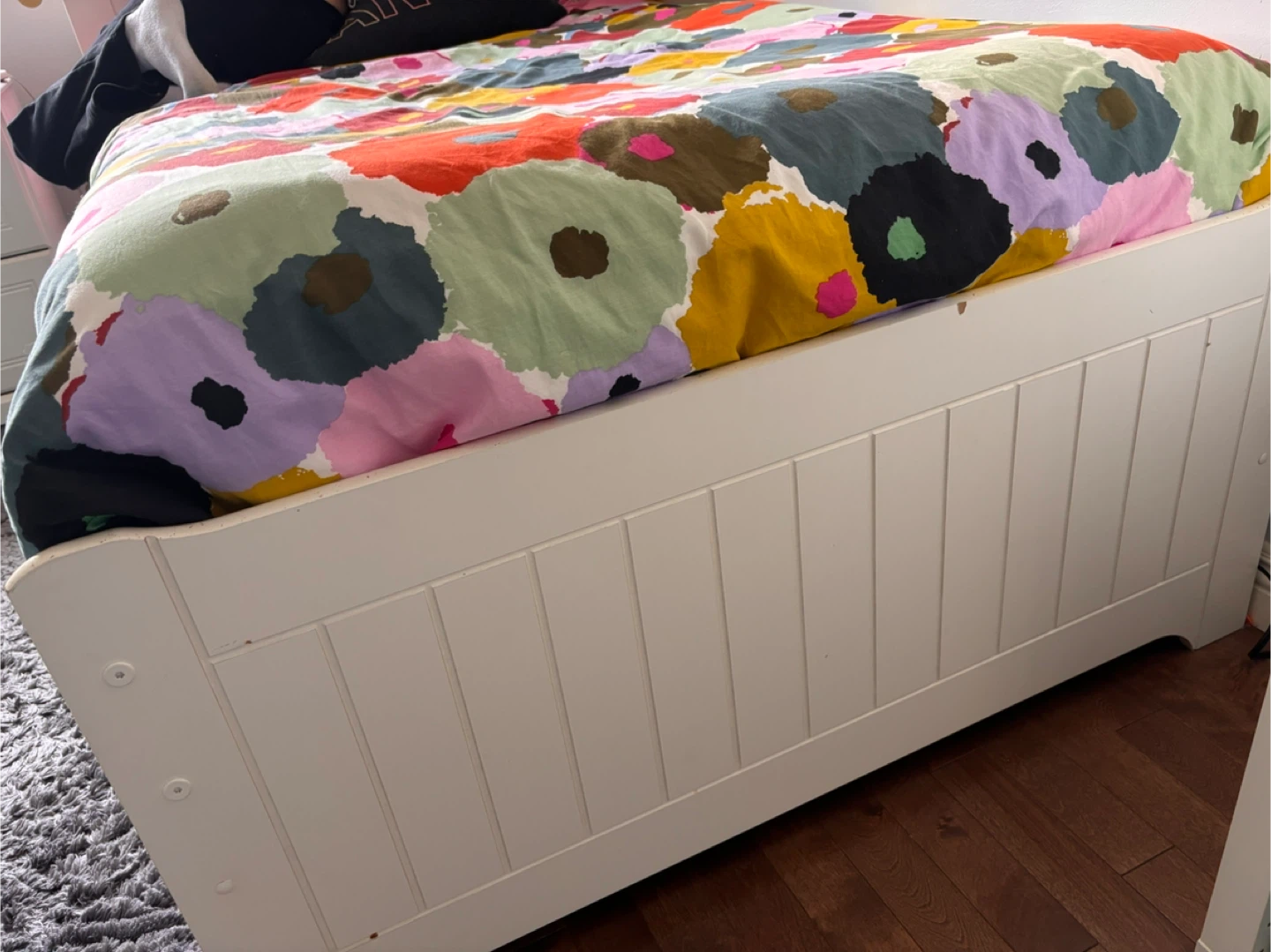 White Twin Bed Frame with Trundle - photo 3