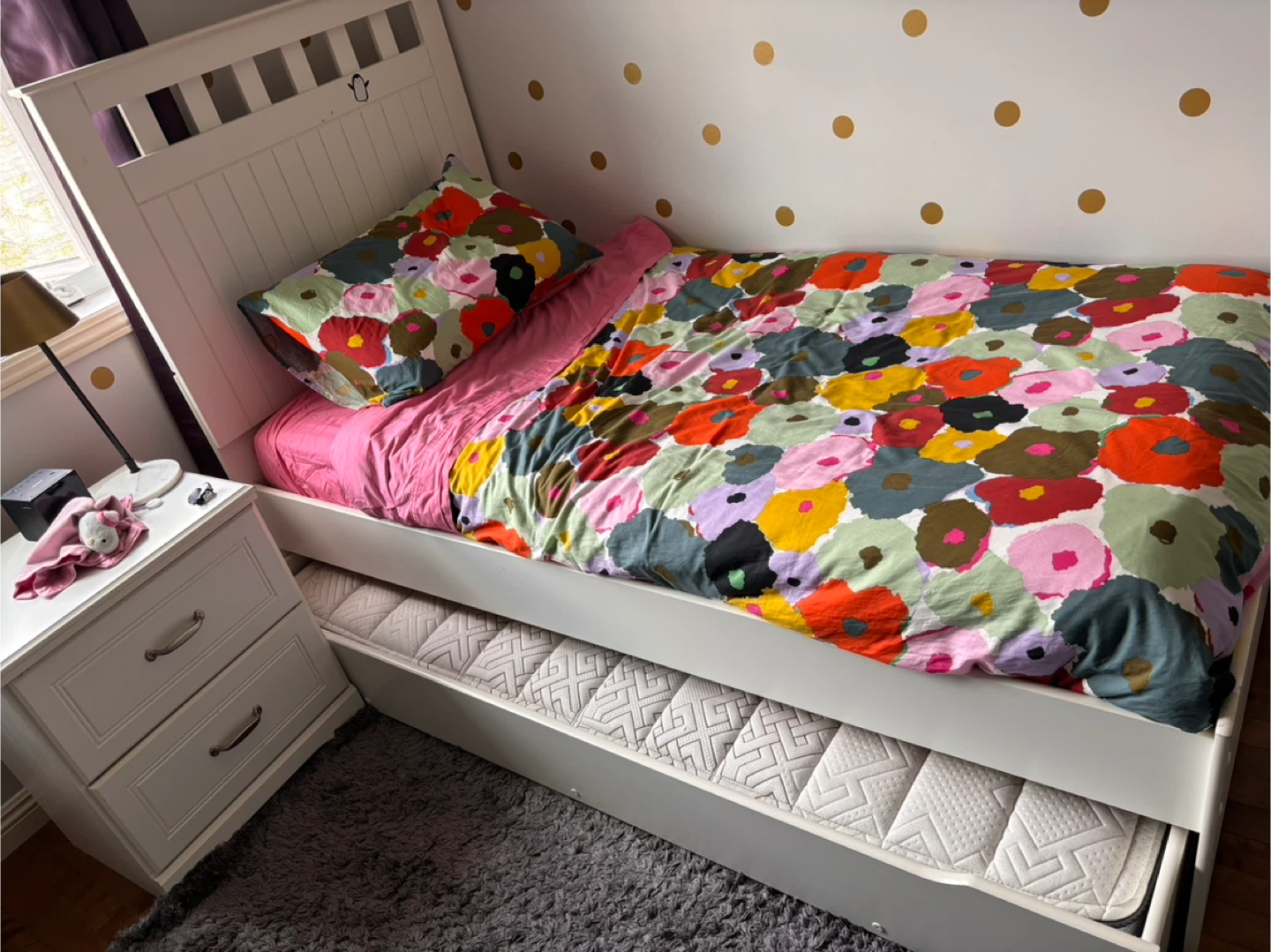 White Twin Bed Frame with Trundle - photo 2