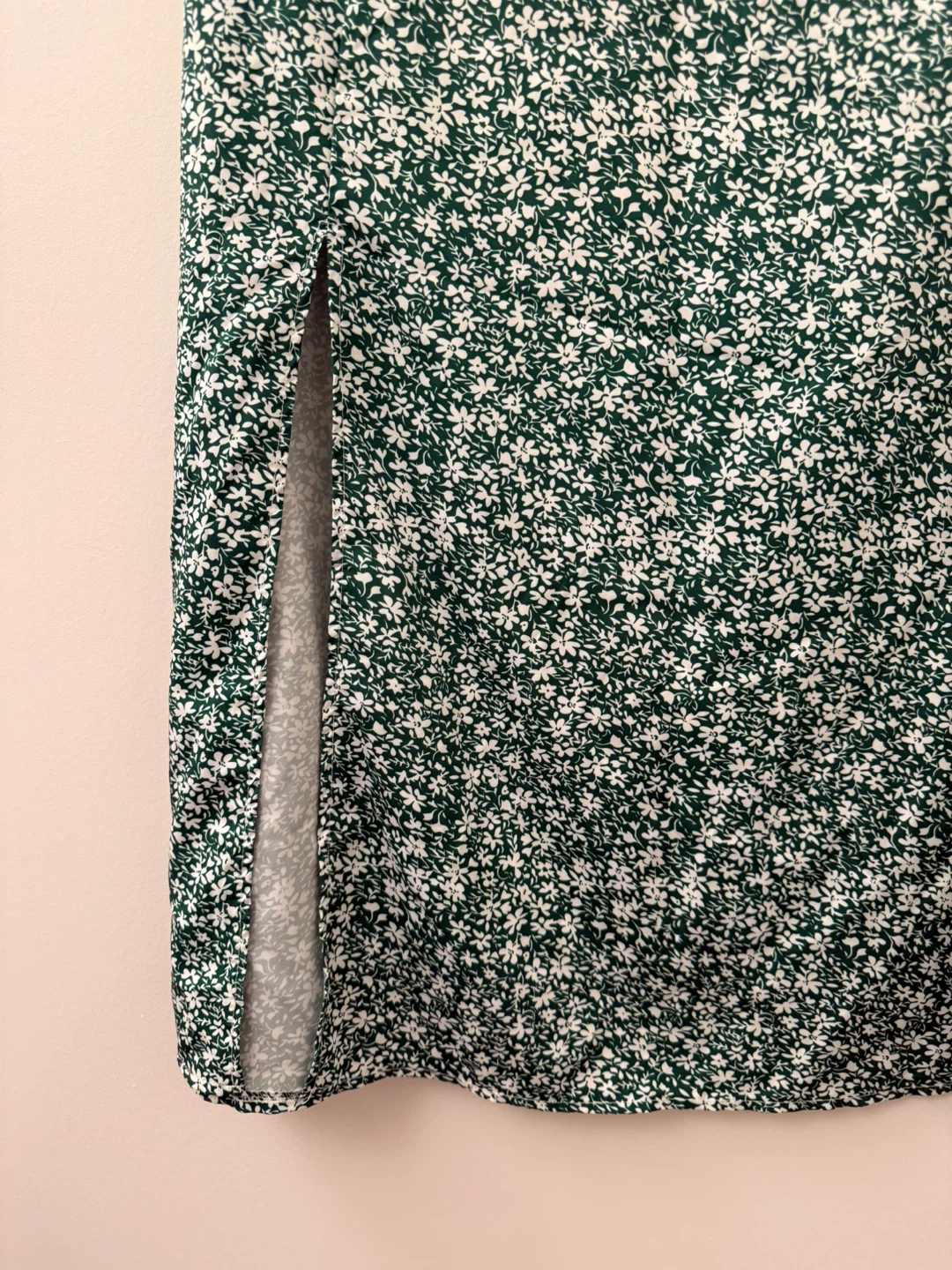 Green Floral Midi Skirt with Side Slit - photo 2