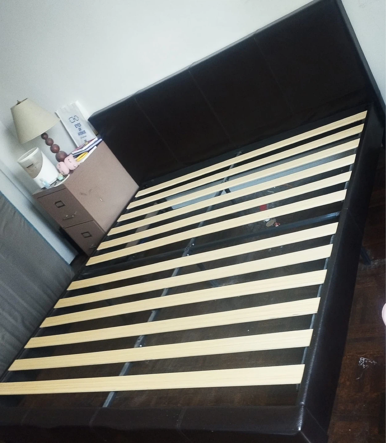 Black Faux Leather Bed Frame - king size - photo 4