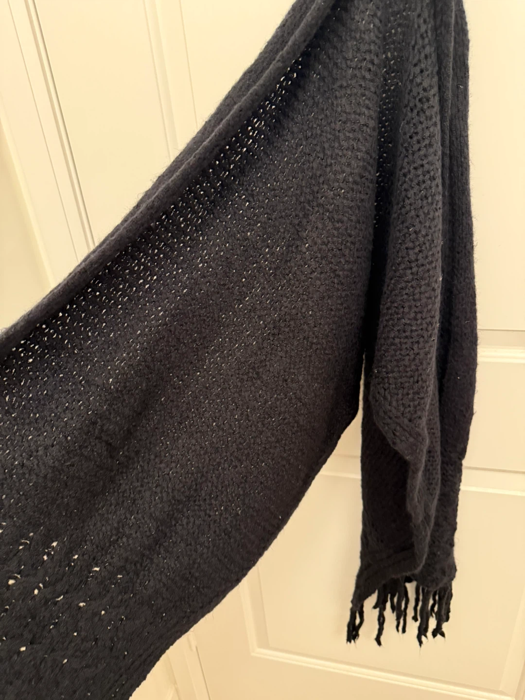 Black Knit Scarf with Fringe - photo 2